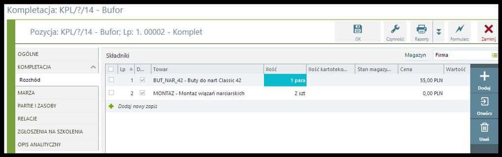 Jeżeli pole Proporcja wartości jest zaznaczone, wówczas oznacza to, że liczba wpisana w polu Wartość jest współczynnikiem do proporcjonalnego podziału wartości.