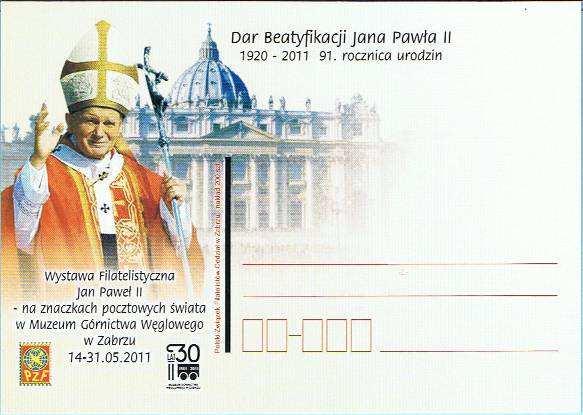 Bix-02, a 2011 Bix-03, a 2011 wydawca: Polski Związek Filatelistów Oddział w Zabrzu, nakład 200 szt. Dar Beatyfikacji Jana Pawła II.