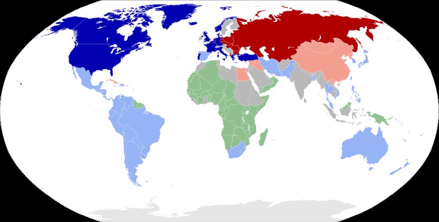 Nie tylko Europa była podzielona na strefy wpływów. Wielkie mocarstwa Stany Zjednoczone i ZSRR zabiegały o wpływy w różnych zakątkach świata.