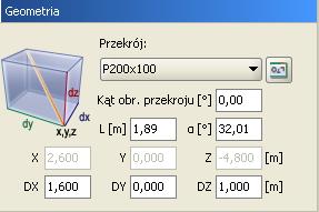 funkcję. 6.1 INFORMACJE O GEOMETRII I OBCIĄŻENIACH Modyfikacje geometrii oraz obciążeń układu dokonuje się za pomocą pól tekstowych opisanych w kolejnych punktach tego oraz następnego rozdziału.