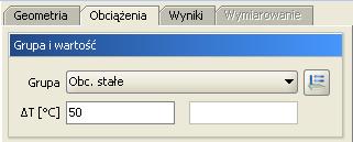 6 Momenty ciągłe Przy wprowadzaniu obciążeń ciągłych lub momentów ciągłych, należy na zakładce Obciążenia zdefiniować następujące parametry: Wybrać z listy Grupa, właściwą dla wprowadzanego