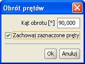 W obu przypadkach (obrót i lustro), po wywołaniu funkcji program oczekuje na wskazanie na ekranie roboczym dwóch punktów definiujących oś lub płaszczyznę odbicia lub obrotu (lub jednego punktu obrotu