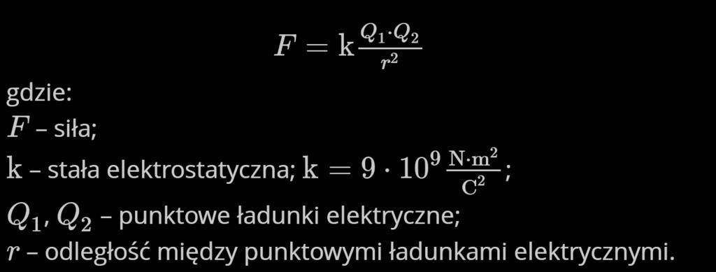 Prawo Coulomba Siła wzajemnego oddziaływania dwóch ładunków punktowych Q1 i Q2 jest wprost