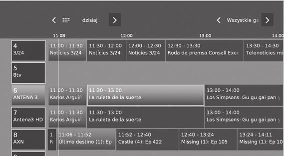 Oglądanie telewizji EPG EPG to lista programów wyświetlana na ekranie.