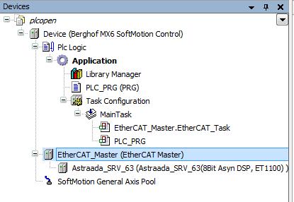 Po dwukrotnym kliknięciu EtherCAT Master w drzewku projektowym