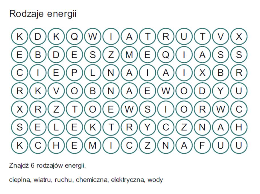 GRUDNIOWO STYCZNIOWE WYZWANIE ŚWIETLIKA Zadanie 1. Wykreślanka Informacje od Świetlika Energii nie możesz stworzyć ani zniszczyć.