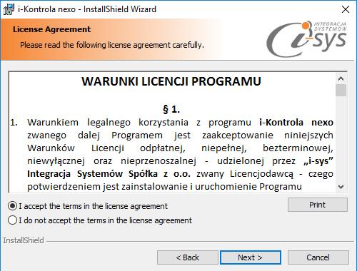 (rys. 1) Akceptacja warunków licencji W następnym kroku mamy możliwość wybrania miejsca