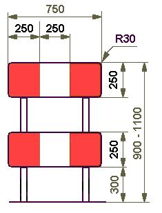 Wzór tablicy kierującej U-3c (U-3d w lewą stronę) Wykopy o głębokości ponad 0,50m powinny być szczelnie wygrodzone (zabezpieczone przed wpadnięciem do wykopu).