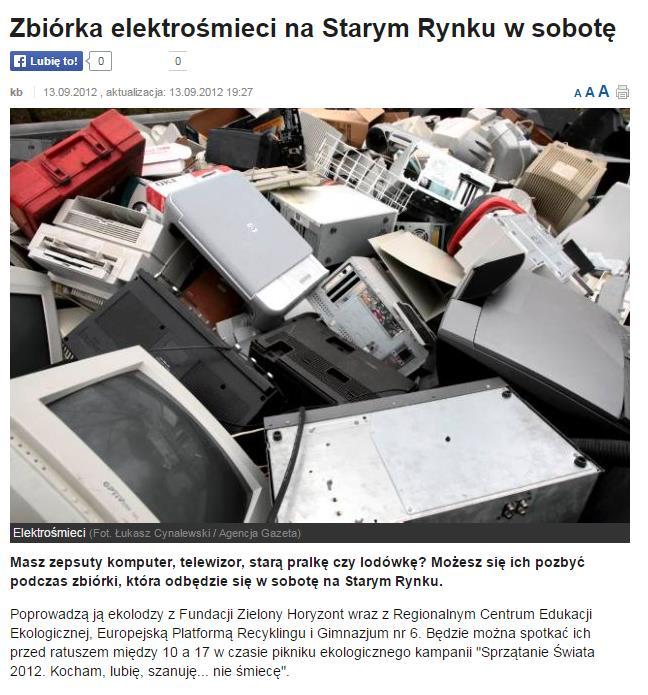 Płockie doświadczenia - RCEE w Płocku Nie wyrzucaj do kosza wszystkiego jak leci. Zbieraj stare baterie i elektrośmieci!