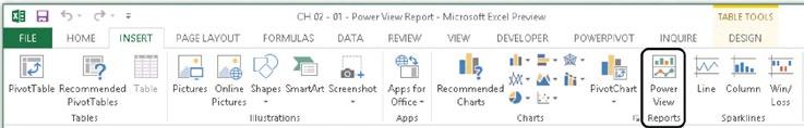 Tworzenie raportu Power View 29 Tworzenie raportu Power View Power View jest wspaniałym narzędziem do tworzenia raportów, które zostało zintegrowane z programem Excel 2013 jako dodatek.