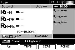 2 Pomiary przewodami z wtykiem UNI-Schuko (WS-03 i WS-04) Ustawienia Przełącznik obrotowy wyboru funkcji ustawić na pozycji RISO. Podłączyć przewód WS-03 lub WS-04 z wtyczką sieciową UNI- Schuko.