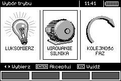 Pomiar Podłączyć przyrząd do silnika wg rysunku.