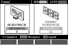 Wcisnąć przycisk ENTER. Pomiary pojedyncze Numer pomiaru / ilość wszystkich pomiarów.