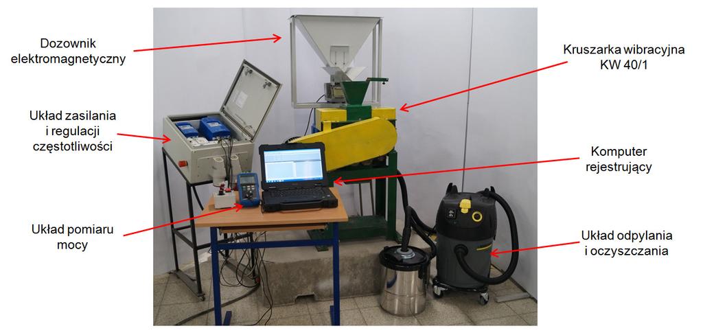 J. Sidor, M. Mazur Rys. 2. Stanowisko badawcze wibracyjnej kruszarki szczękowej. Fig. 2. A test stand of the vibratory jaw crusher. 4.