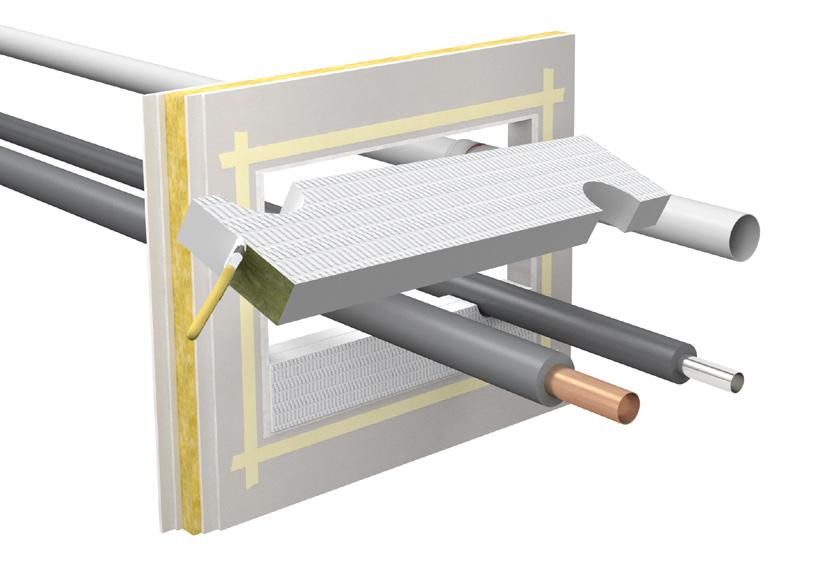 Montaż w ścianie uszczelnienie rur 4a. Owinąć rury niepalne izolowane palną izolacją materiałem PYRO-SAFE DG-CR zgodnie z zasadami podanymi na str 12 5.