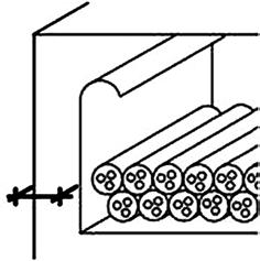 Odległości dla ściany masywnej, lekkiej ściany działowej i stropu Kable / wiązki kablowe