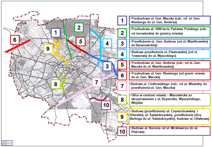 Rysunek 2-4 Planowane inwestycje do 2013 roku Realizacja docelowego układu komunikacyjnego po 2013