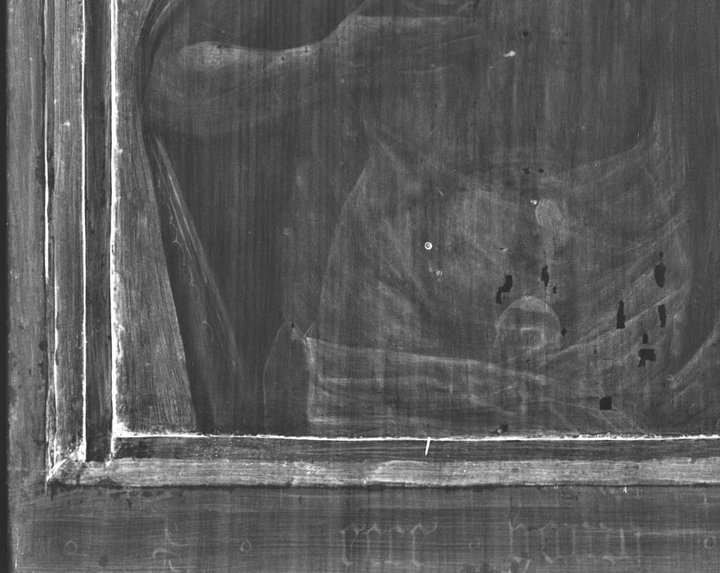il.17 Ecce Homo, tempera na desce, lico, fragment kliszy w promieniowaniu