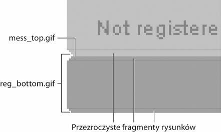 Elastyczne wiersze 85 Rysunek 3.13. W przypadku dolnego paska zastosowali my dwa obrazki. Kolor t a prze wituje przez przezroczyste obszary rysunków GIF Na rysunku 3.14.