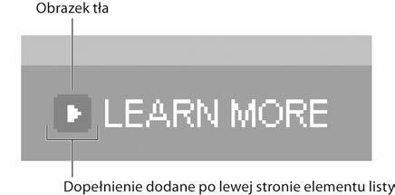 Elastyczne wiersze 89 Rysunek 3.17. W ten sam sposób, w jaki dodali my obrazek do elementu listy w pierwszym pasku, po lewej stronie tekstu LEARN MORE dodali my rysunek strza ki.