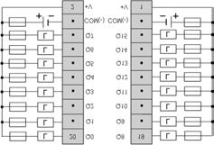 Schemat oprzewodowania modułu TWDDDO16UK Schemat dla modułu TWDDDO16UK.