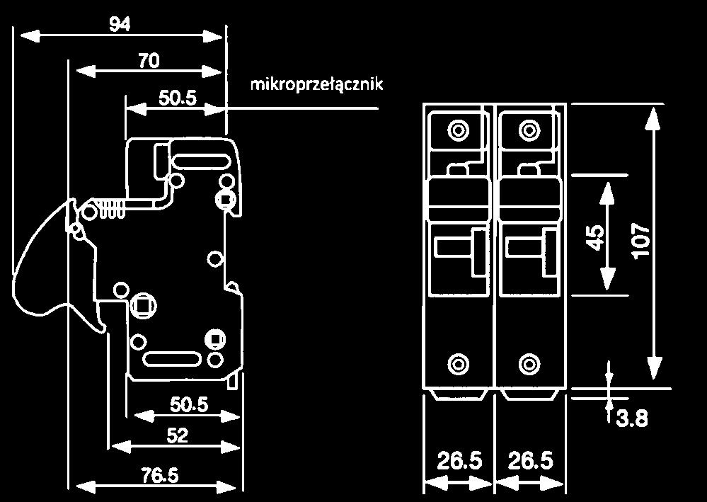 znamionowy: 50A, strata mocy wkładki do 5W, kategoria użytkowa AC20B/DC20B, napięcie izolacji 8kV W ofercie wiele innych wykonań firmy