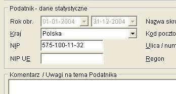 numery NIP UE. W tym celu zdefiniowano w programie dodatkowe numery NIP UE.