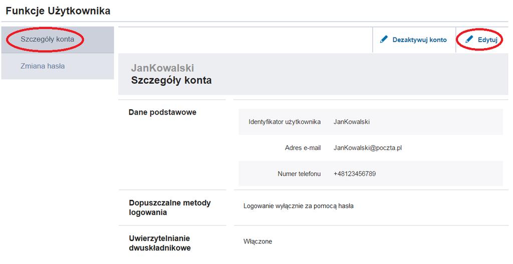 Rysunek 17. Strona ze szczegółami konta użytkownika przycisk do edycji konta. Rysunek 18.