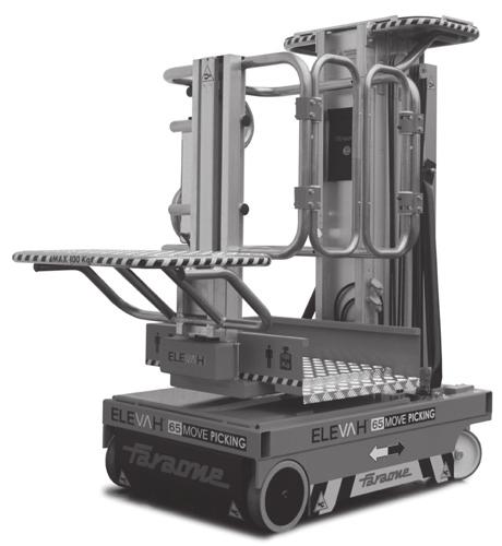 ELEVAH 80 MOVE picking Wys.robocza 7,75 m Nośność 100+100 kg Waga maszyny 980 kg Wymiary cm 128 x 78 h.