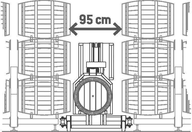 max 350 cm Automatyczne zdejmowanie, wkładanie beczki 720 BG Akumulatory żelowe 500 720 RL Rolki boczne do linii regałów 580 720 BKIT