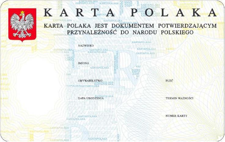 Wzór nr 33a Do 26 KARTA POLAKA Awers: Rewers: Objaśnienie: Karta Polaka jest spersonalizowaną przy użyciu wielkich liter kartą identyfikacyjną o wymiarach 54 x 85 mm, wykonaną z tworzywa sztucznego,