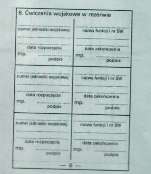 Cd wzoru nr 9a Do 15, 17 Książeczka wojskowa posiada format 95 x 65 mm.