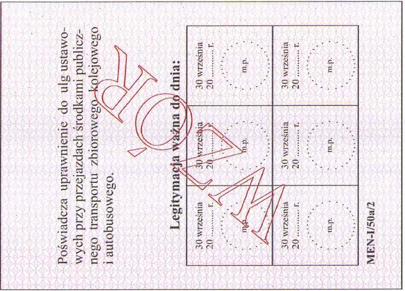 LEGITYMACJA SZKOLNA Wzór nr 13b Do 16,25,30 Karton. Wymiary 72 x 103 mm.