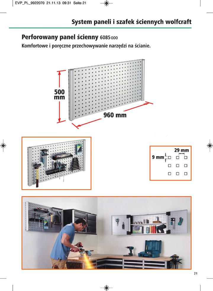 Perforowany panel ścienny Komfortowe i poręczne przechowywanie narzędzi na ścianie.