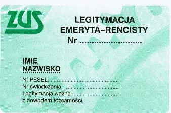 LEGITYMACJA EMERYTA - RENCISTY