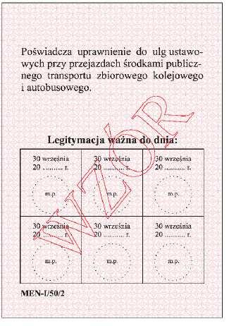 Legitymacje szkolne na druku według dotychczasowego wzoru mogą być wydawane do roku szkolnego 2015/2016 włącznie, z poniższym zastrzeżeniem.