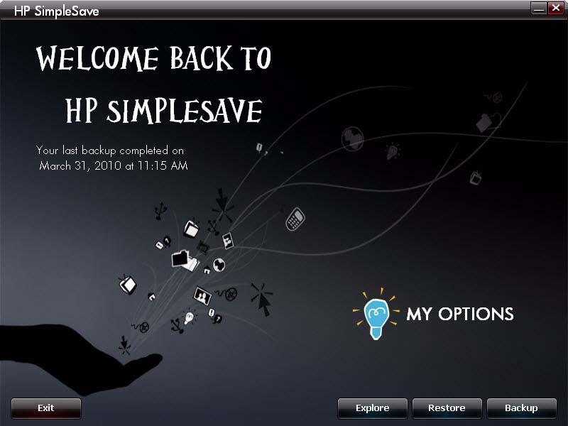 Przed odłączeniem dysku HP należy zamknąć program HP SimpleSave, klikając prawym przyciskiem myszy program HP SimpleSave Monitor, a następnie klikając polecenie Exit (Zakończ).