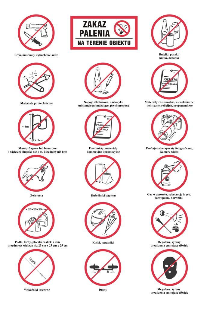 Załącznik nr 1 do Regulaminu imprezy masowej - Oznaczenie zakazów