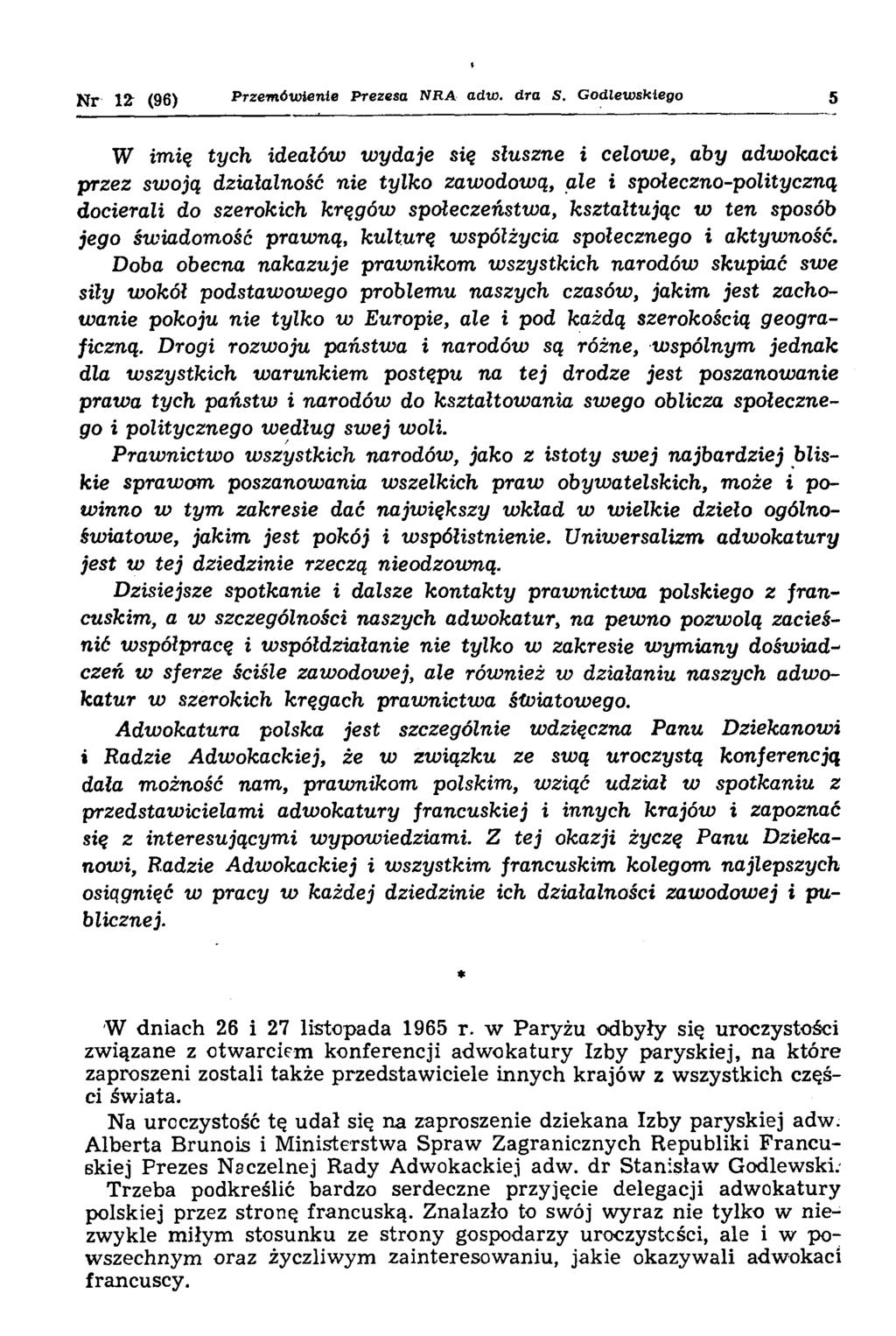 j j - 12 (96) Przem ówienie Prezesa N R A adw. dra S.