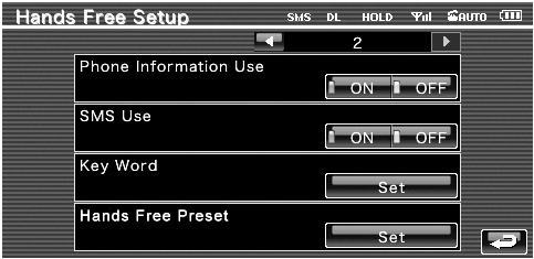 Wyświetlenie ekranu konfiguracji zestawu głośnomówiącego Skonfiguruj każdy element 4 5 6 8 9 0 7 Przejście do ekranu "Hands Free Setup ".