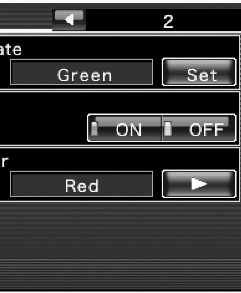 ("Short", "Middle", "Long") Ustawienia kolorów panelu Ustawienie koloru podświetlenia ekranu i przycisków.