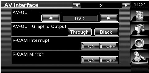 : Naciśnij przez # sekund. 7 5 6 8 9 4 0 5 Powrót do ekranu "AV Interface ". 6 Przejście do ekranu "AV Interface ". 7 Wybór źródła sygnału audio video wysyłanego przez wyjście AV OUTPUT.