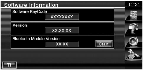 Wyświetl ekran z informacjami o oprogramowaniu Dotknij "Setup Menu" (strona 58).