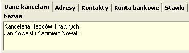 Wyświetlanie nazwy na fakturze Ta sama opcja dotyczy nazw Nazwa Kancelarii wprowadzona w dwóch wierszach klientów (osoby