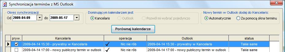 Status Opis terminu Operacja w trakcie synchronizacji Nowy w Outlook Nowy termin dodany w Outlooku 39 Zostanie dodany do Kancelarisa.