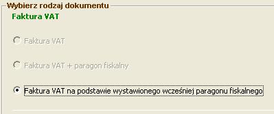 paragonu. Zobacz 51.5 59. Faktura na podstawie wcześniejszego paragonu - wydruku Możliwa jest sytuacja, w której po wystawieniu uproszczonego paragonu klient prosi o wystawienie faktury (np.