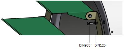 C. Zamontuj deflektor do tłumika przy pomocy dołączonych elementów złącznych (należy wykorzystać wszystkie otwór montażowe umieszczone w tarczy deflektora).