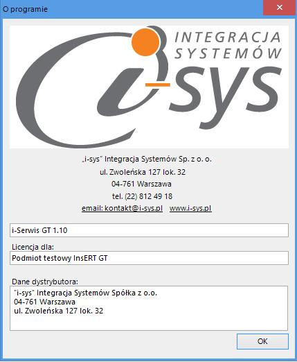 2.3. O programie Opcja ta jest dostępna z Pomoc -> O programie i służy do wyświetlenia informacji dotyczących programu (rys. 15).