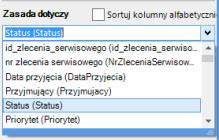 Przykład zastosowania: Założenie: Status zlecenia oczekuje na płatność ma mieć inny kolor oraz inną czcionkę. Określamy nazwę reguły Status.