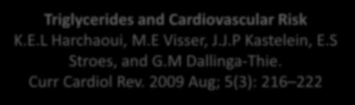wcześniejszą śmiertelność u obojga płci. Triglycerides and Cardiovascular Risk K.E.